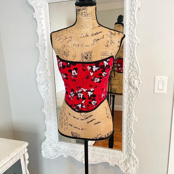 New York Couture Reworked Classic MICKEY MOUSE Boned Corset Crop Top - Picture 4 of 5
